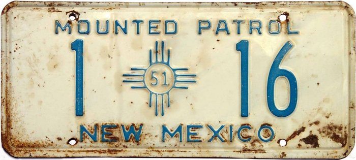 New Mexico Mounted Patrol License Plates